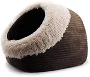 Beautiful Semi-Enclosed Yurt Cat Litter Winter Warm Thick Cat Sleeping Bag Pet Supplies in Two Colors to Choose from (Color : Cream Yellow) (Color : Coffee Color)