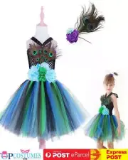 Girls Peacock Costume Child Bird Halloween Book Week Party Kids Fancy Dress
