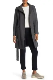 Cole Haan Wool Blend Mock Neck Zip Coat SIZE 2 NDS111