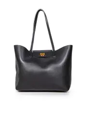 Black Medium Leather Tote Bag