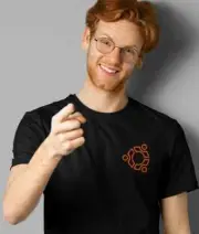 Linux tee with Orange Ubuntu Logo Penguin Tux Open Source Os. Unisex t-shirt