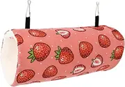 HOMOBABE 1Pc Warm Sleeping House for Animals Cozy Hanging Nest for Hamsters Guinea Pigs and Dwarf Rabbits Soft Tunnel Design Strawberry
