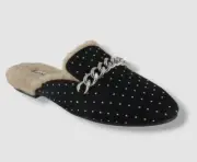 XOXO Women's Black Lynda Studded Mules Flats Shoe Size 8.5