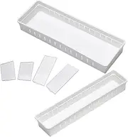 TOGEVAL Drawer Sundries Organizer 2pcs Divided Storage Boxes Movable Partition White