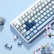OHY XVX Gradient Blue Porcelain Theme PBT Dye-Sub Side Print Keycaps, 135-Key Cherry Profile Keycaps for Cherry/Gateron MX Switches (Blue & White Chinese Style, Compatible with Mac/Windows)