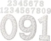 SEWACC 20pcs Rhinestone Pearl Iron Number Patches for DIY Clothing Shoes Bags Hats Jeans Easy Application Fashion Accessories to Personalize Outfits