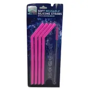 Soft Silicone Straws 5 Piece Drinking Straws 4 Straws 1 Cleaning Brush Wellness