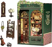 CUTEBEE Book Nook Kit - DIY Miniature House Kit for Beginners and Adults, Tiny House Dollhouse Booknook Library Bookshelf Decor, 3D Wooden Puzzle Gifts for Family and Friends (Owl Bookstore)