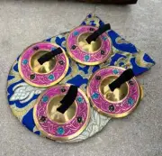 2 Pairs Brass Lotus Flower Finger Cymbals Zills for Belly Dancing
