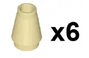 LEGO 6 New Tan Cone 1 x 1 with Top Groove Piece Castle Roof Part TN03