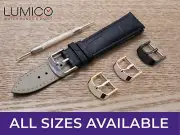 For ORIS Watch Black Genuine Leather Strap Band Buckle Clasp Mens Ladies Pins