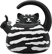 Supreme Housewares Gourmet Art Black Cat Enamel-on-Steel Whistling Kettle