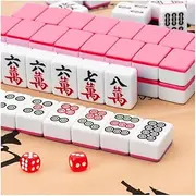 Mahjong Tiles 40mm Pink Chinese Mahjong Set 144pcs Mahjong Table Game Indoor Entertainment Accessories Traditional Mah Jongg Family Play Game Chinese Mahjong
