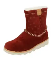 Girls Clarks Dark Red Suede Casual Warm Lined Boots : Crown Piper T