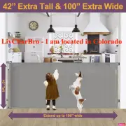 42" EXTRA Tall X 100" Extra Wide Retractable Gates for Large Openings DARK GRAY