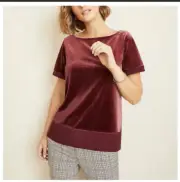 NWT Ann Taylor Burgundy Velvet Top Sz. XS