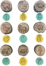 Animal Traces Stamp, Animal Footprint Stamp - Decorative Stamp | Wooden Stamp, Animal Paw Stamp, Art Stamp, Creative Footprint Stamp, Decorative Stamp for Kids