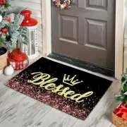 Welcome Door Mat,Blessed Glitter Front Door Mat for Home Entrance,Garage and