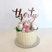 Acrylic Rose Gold 'thirty two' Birthday Cake Topper Birthday Cake Decorations