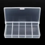 [OriGlam] 9.5cm / 3.74inch 5 Grids Clear Plastic Compartment Organizer Box Storage Container, Jewelry Storage Box