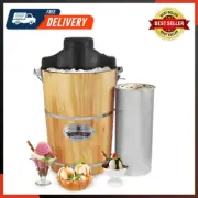 Old Fashioned 6 Quart Vintage Wood Bucket Electric Ice Cream Maker Machine