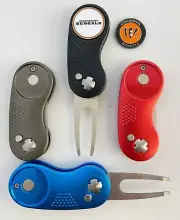 2 Prong Switchblade GOLF DIVOT REPAIR TOOL Blue + Ballmark CINCINNATI BENGALS