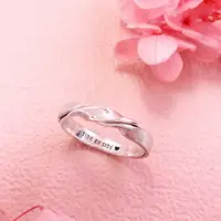 在飛比找Yahoo奇摩購物中心優惠-刻字訂製 交錯雙質感緞帶扭結戒指 純銀戒指(女款)
