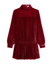 gathered mini dress in flowing velvet lamé FR38 Red