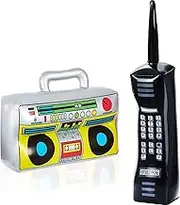 2 Pieces Inflatable Radio Boombox Inflatable Mobile Phone Props for 80s 90s Party Decorations