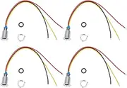 LED Indicator Light Waterproof Dual Color PreWired Round LEDs for Car Computer Access Control CNC Machine Brass Chrome Plated 4 Sets (Red and Yellow)