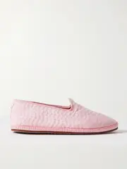 [Loro Piana] Loro Piana - Laguna Furlane Grosgrain-trimmed Matelassé Linen Loafers - Pink - IT41 IT 41 Pink