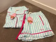 BNWT Peter Alexander Striped Summer Set - SIZE L Buttoned Top + Size M Shorts