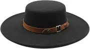 [SLEDEZ] Jazz Cap Belt Buckle Flat Top Bowler Hat Autumn and Winter England Retro Jazz Hat