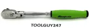 SNAP ON TOOLS FHCLF72 RG 3/8" GREEN Soft Grip Long Handle Compact Flex Ratchet