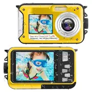 Waterproof Camera Underwater Digital Video Recorder Snorkeling Photography 2.7K 48MP Selfie Dual Screen 16X Zoom Flashlight Gifts