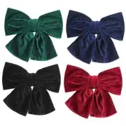 4 Pieces Velvet Hair Bow Hair Clips Big Hair Bow Red, Green, Black, Navy Blue