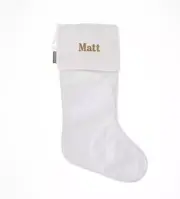 D.Stevens 280664 Christmas stocking velvet, Ivory Initials Matt