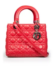 2011 Red Lambskin Medium Lady Dior