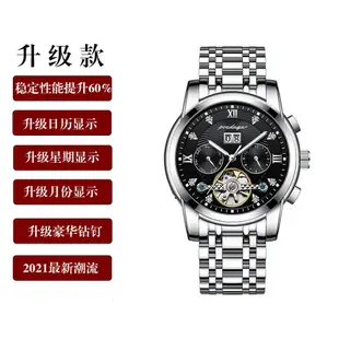 新款男士手錶全自動機械錶陀飛輪防水夜光日曆表現貨禮物時尚休閒