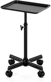 LWADALN Salon Tray Cart Tattoo Tray Rolling Tray Spa Tray, Dental Tray Height Adjustable, Salon Tray on Wheels Hairstylist Salon Trolley Cart,Black