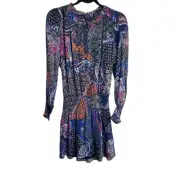 Parker Womens Size XS 100% Silk Button Front Toledo Mini Elastic Waist Dress