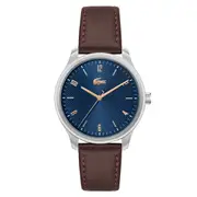 Lacoste Brown Leather Navy Dial Men's Watch- 2011322