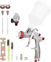 LVLP Spray Gun R500 with 1.3/1.5/1.7mm Nozzle and Air Pressure Regulator Gauge Professional Gravity Feed Paint Gun Sprayer for Automotive Basecoat, Clearcoat Primer