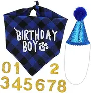 Totority 1Set Dog Birthday Party Includes Bandana Hat with Numbers Soft Comfortable Accessories for Dog Breeds Decorations for Dog Birthday Celebration