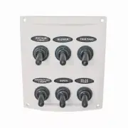 White Marine water resistant 6 switch panel. 120mm L x 105mm W