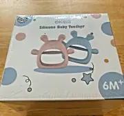 Okibb Silicone Baby Teether, 2-Pack, 6M+