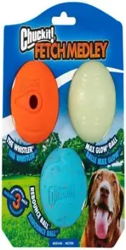 Fetch Medley Dog Ball Dog Toys, Medium (2.5 Inch) Pack of 3, for Medium Breeds,