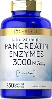 Pancreatin Digestive Enzymes | 1500mg | 250 Caplets | Non-GMO, Gluten Free | High Potency Formula | by Carlyle