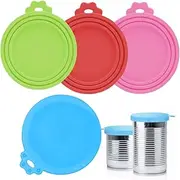 4 Pack Can Lids for Tins Reusable, Silicone Can Covers 4 Assorted Colours BPA Free Airtight Sealed Can Tops Universal Fits 3 Standard Size for Dog, Cat, Pet & Human Food Tins