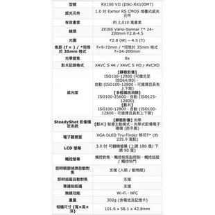 【eYe攝影】現貨 送首購禮 公司貨 SONY RX100 VII M7 數位相機 類單眼 4K 長焦段 翻轉螢幕